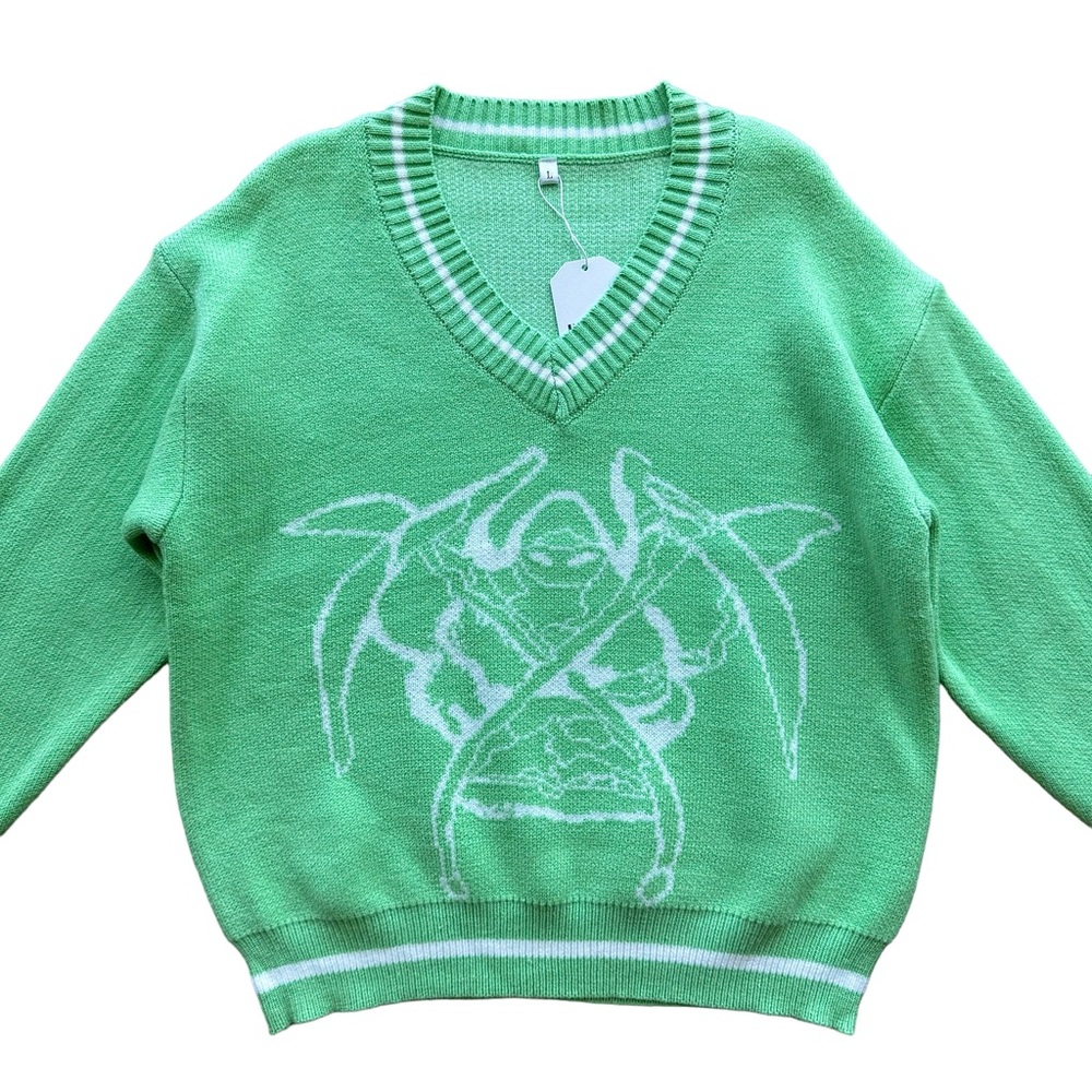 yesstyle sosana graphic print v-neck sweater ♡ nwt - Picture 4 of 5